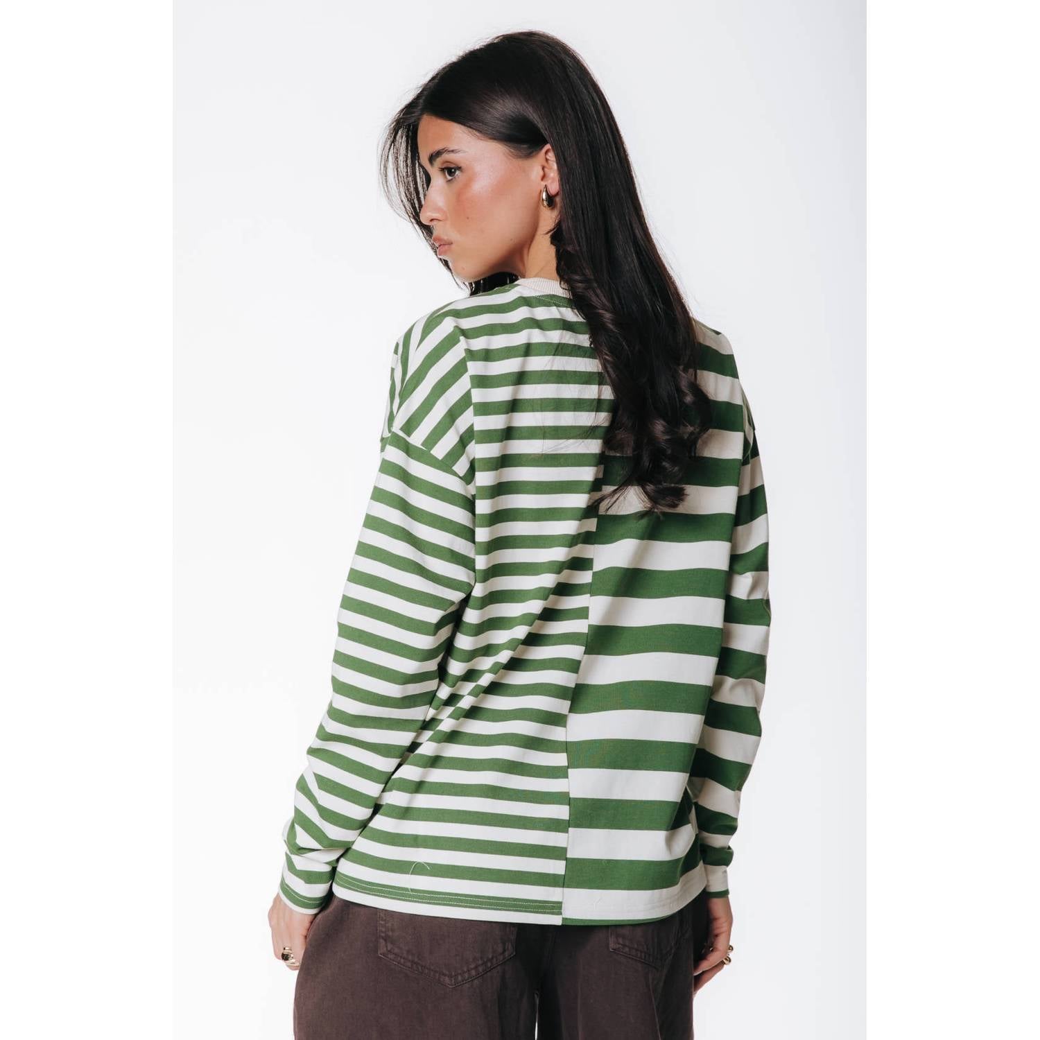 Colourful Rebel gestreept T-shirt met tekst groen