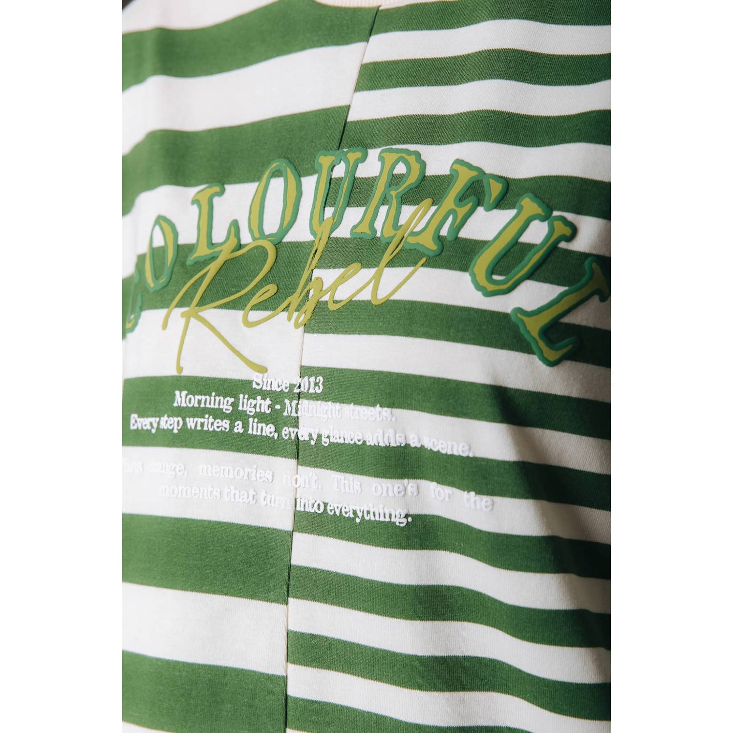 Colourful Rebel gestreept T-shirt met tekst groen