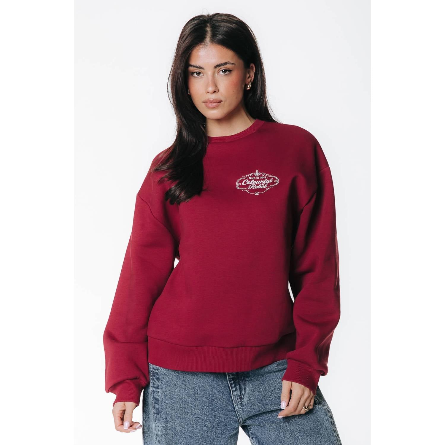 Colourful Rebel katoenen trui met print donkerrood