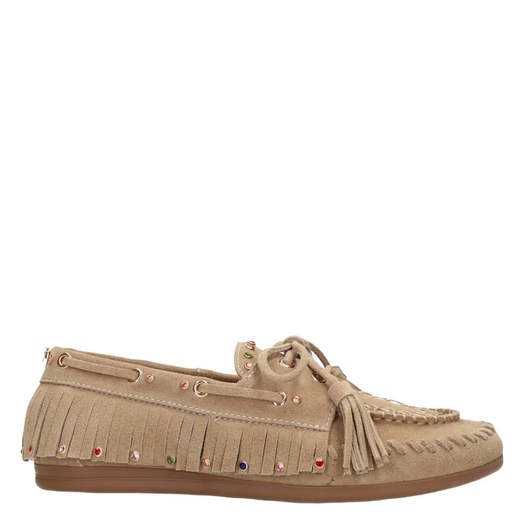 Beige dames Haboob Yara suède bootschoenen - met veters