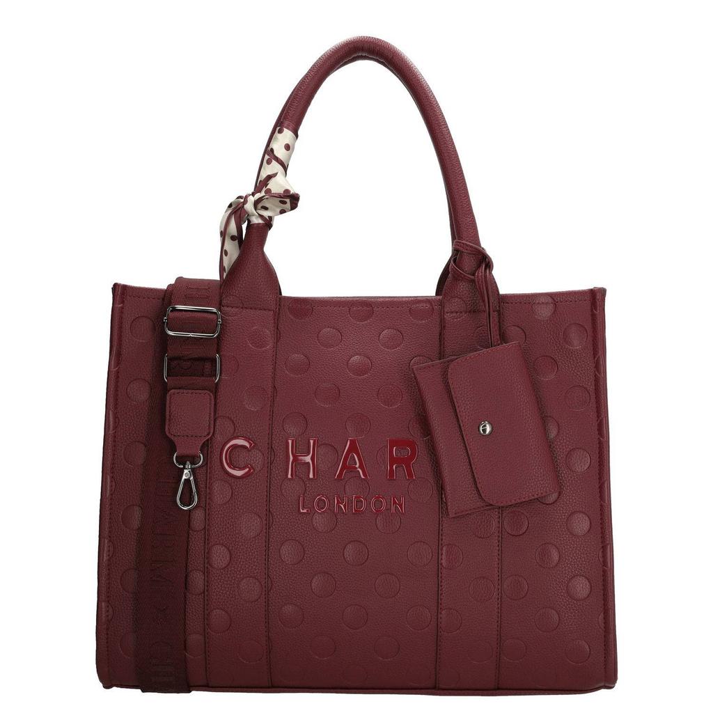 Charm London shopper Bond Avenue met stippen bordeauxrood