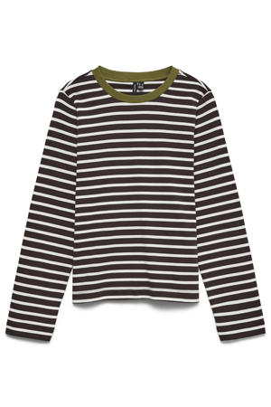 gestreepte top - bruin/ecru