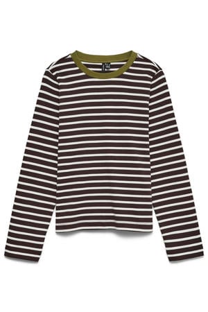 gestreepte top - bruin/ecru