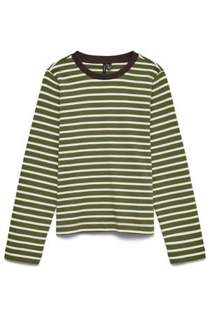 gestreepte top - groen/ecru