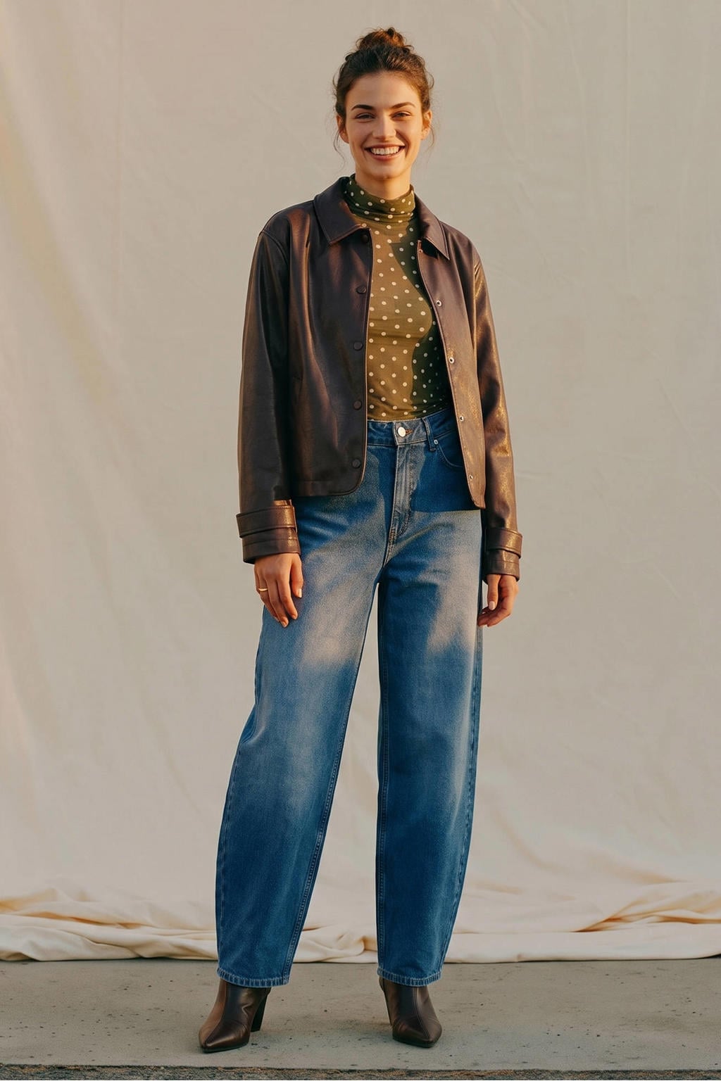 VERO MODA x Wehkamp imitatieleren jas- bruin
