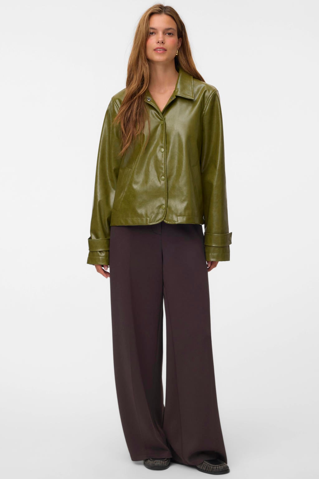 VERO MODA x Wehkamp imitatieleren jas- groen