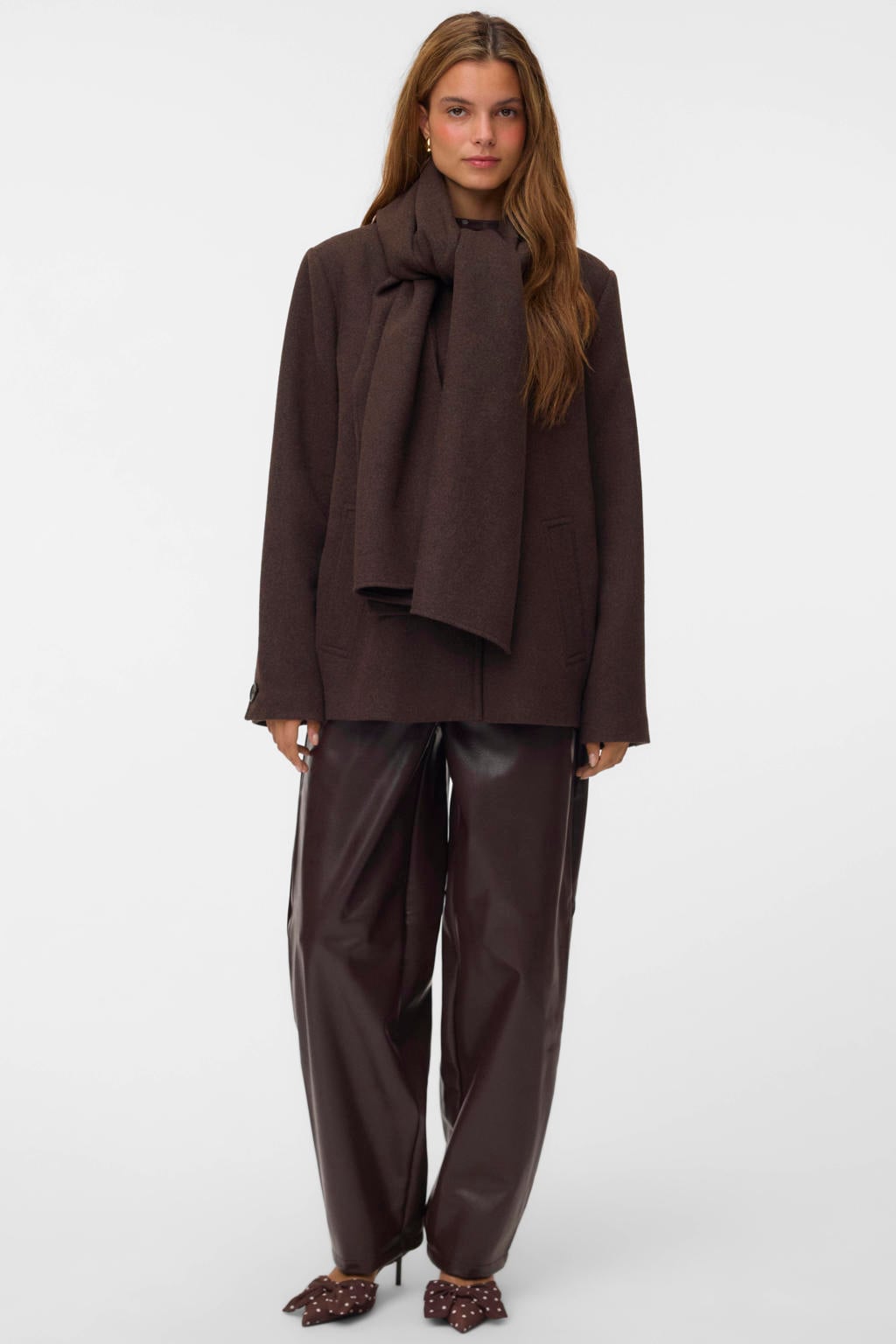 VERO MODA x Wehkamp tussenjas met wol - bruin