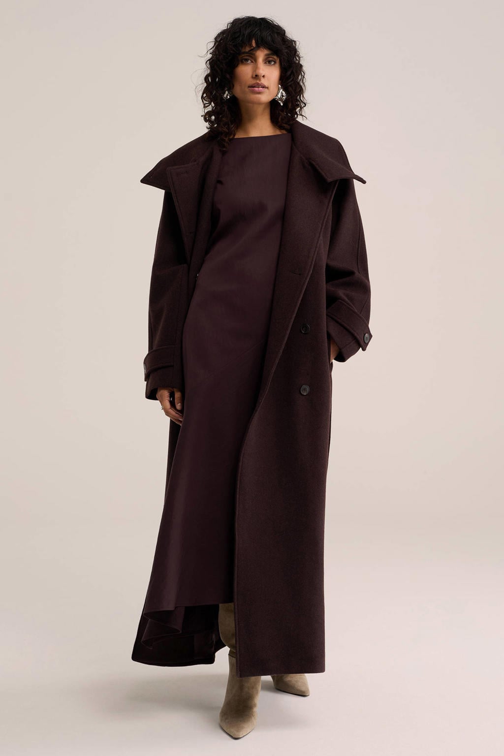 WE STUDIO asymmetrische midi jurk - bruin