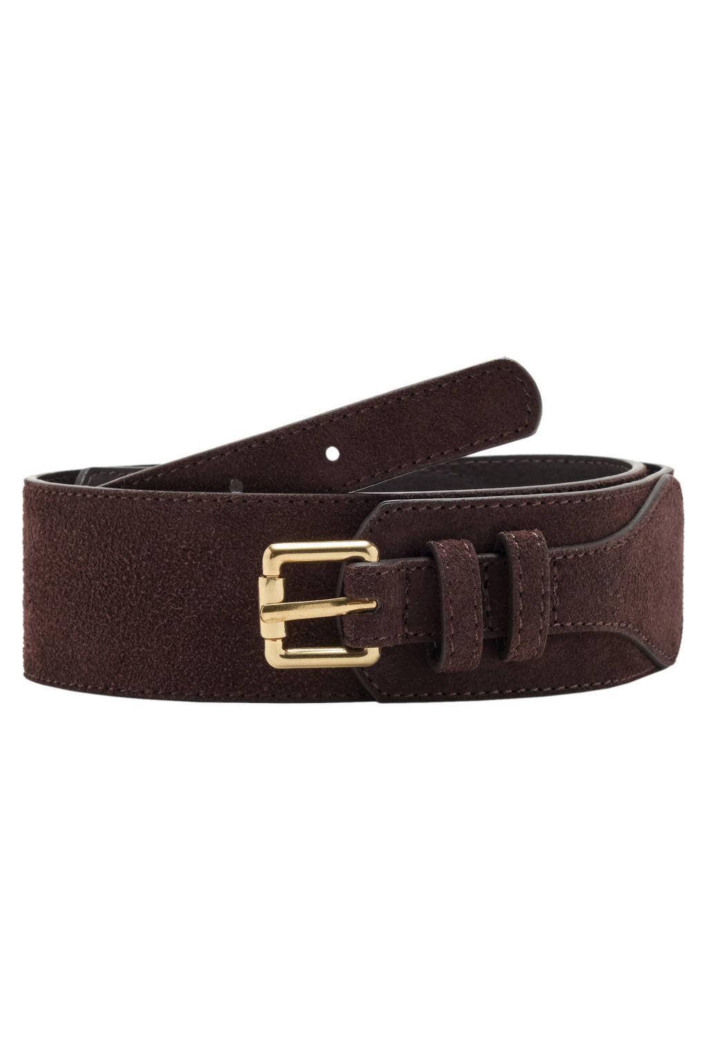 Mango suede tailleriem donkerbruin