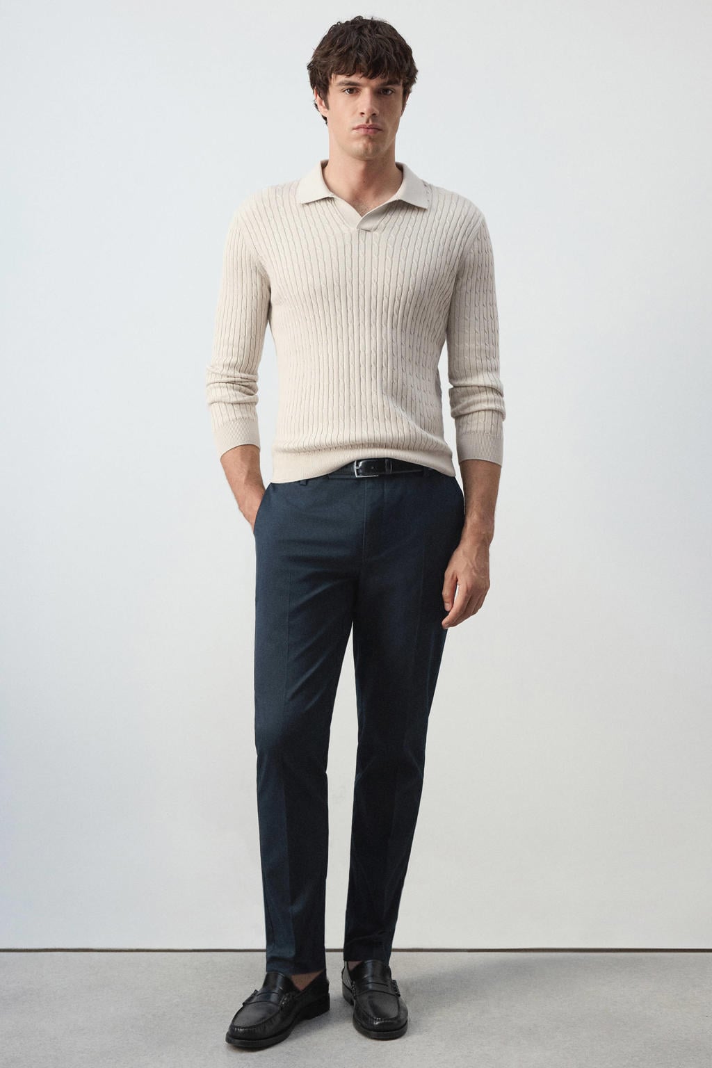 Mango Man slim fit chinobroek - marine