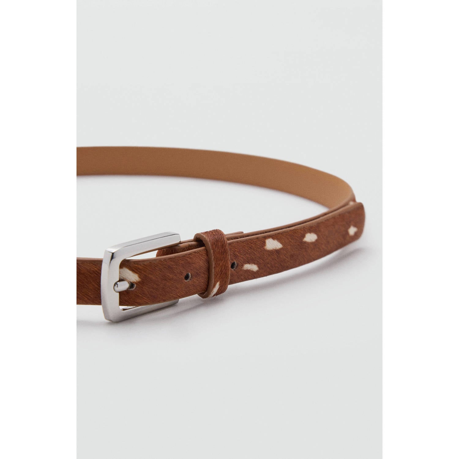 Mango leren riem met bambi-print bruin
