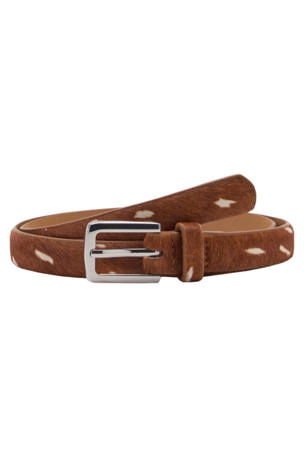 Mango leren riem met bambi-print bruin