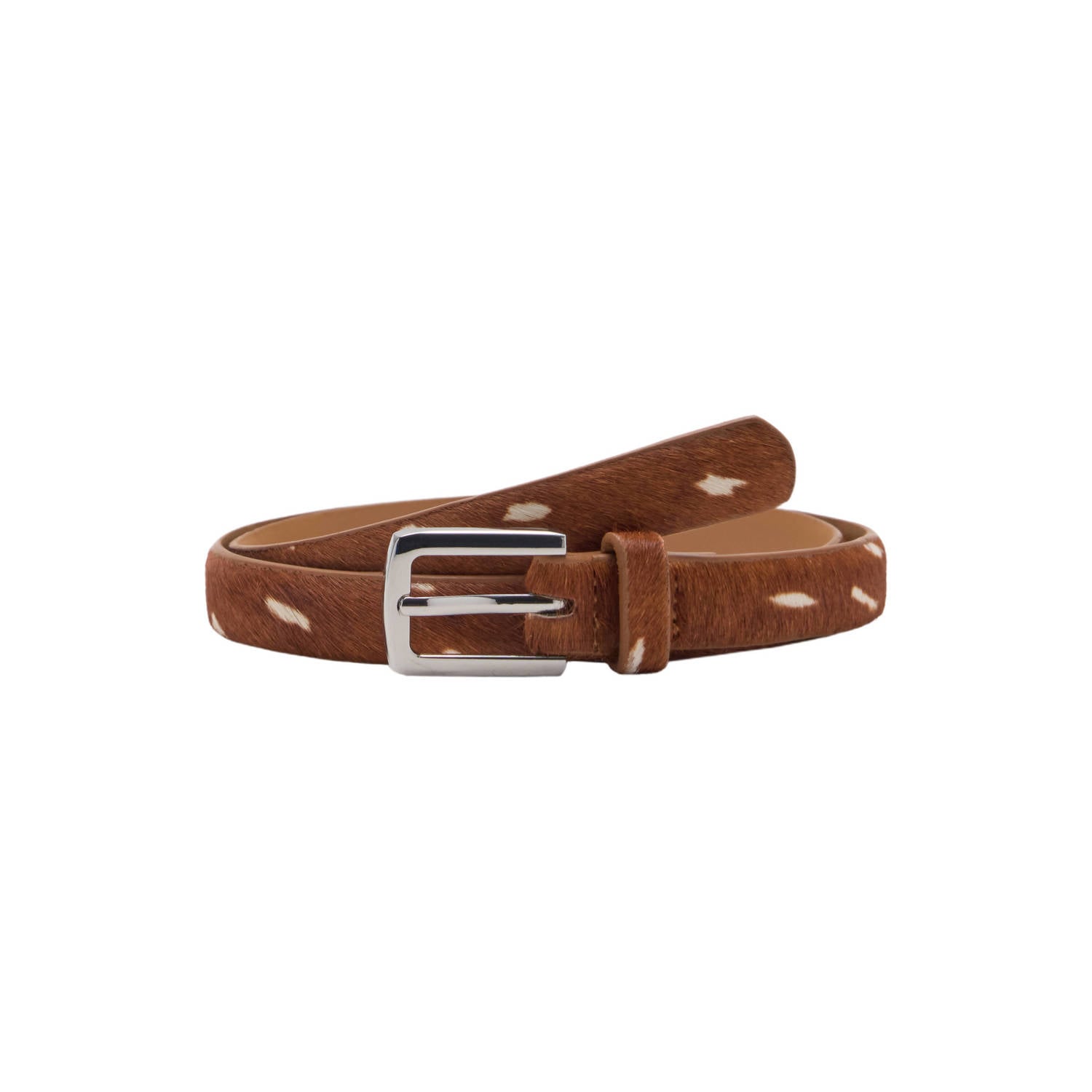 Mango leren riem met bambi-print bruin