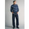 Mango Man katoenen relaxed fit gebreide gestreepte trui - middenblauw