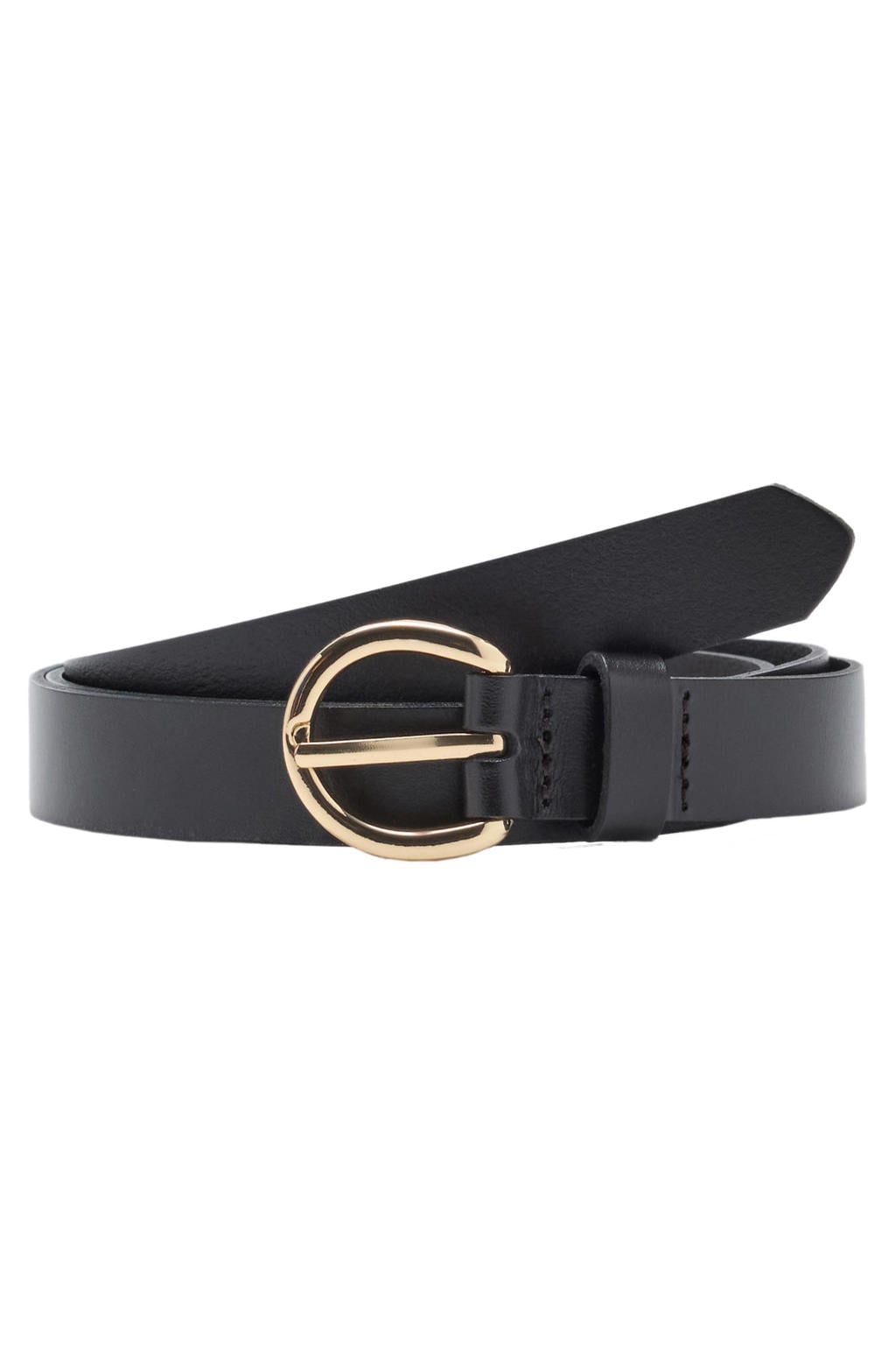 Mango leren riem donkerbruin