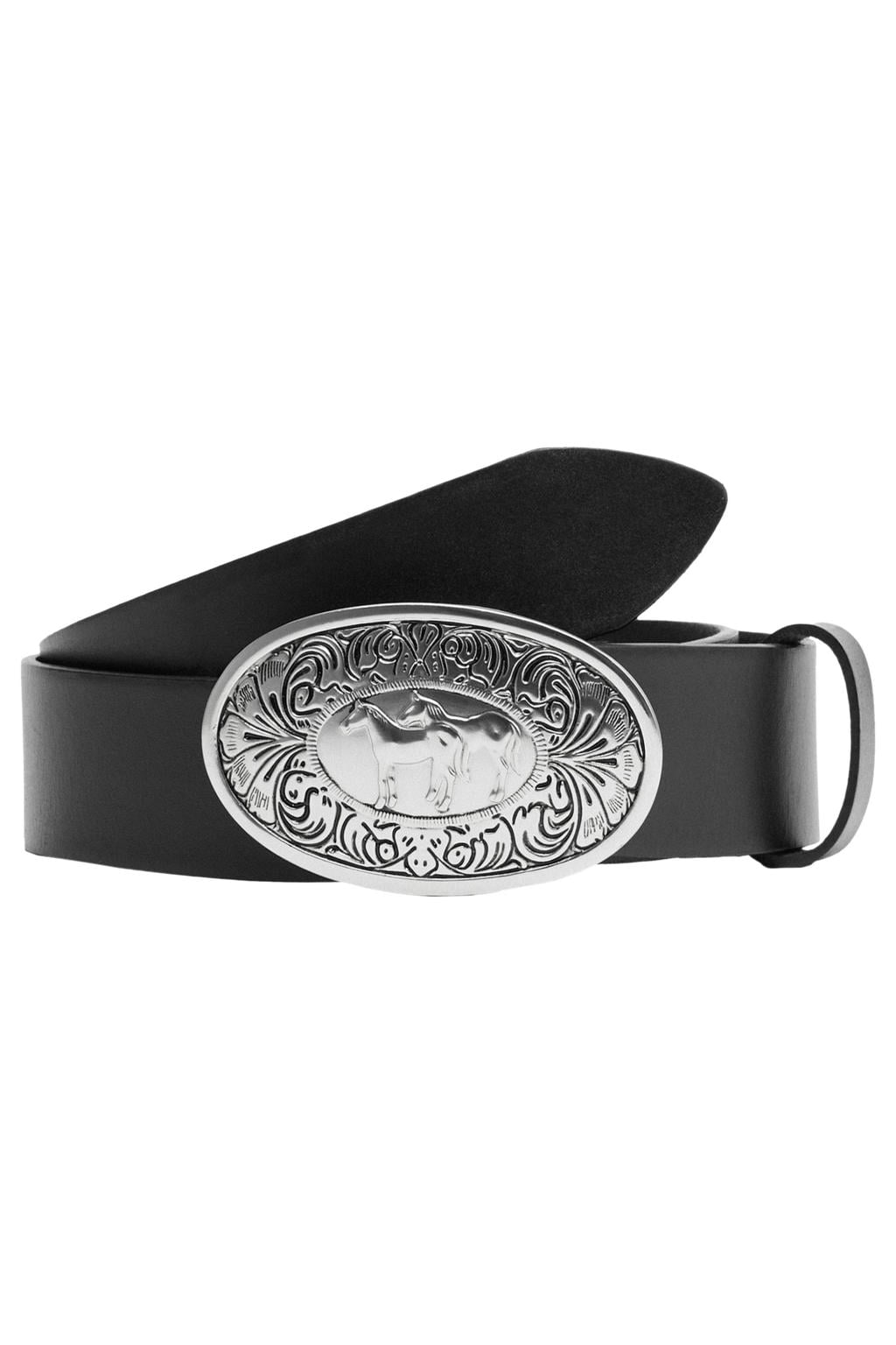 Mango leren riem zwart