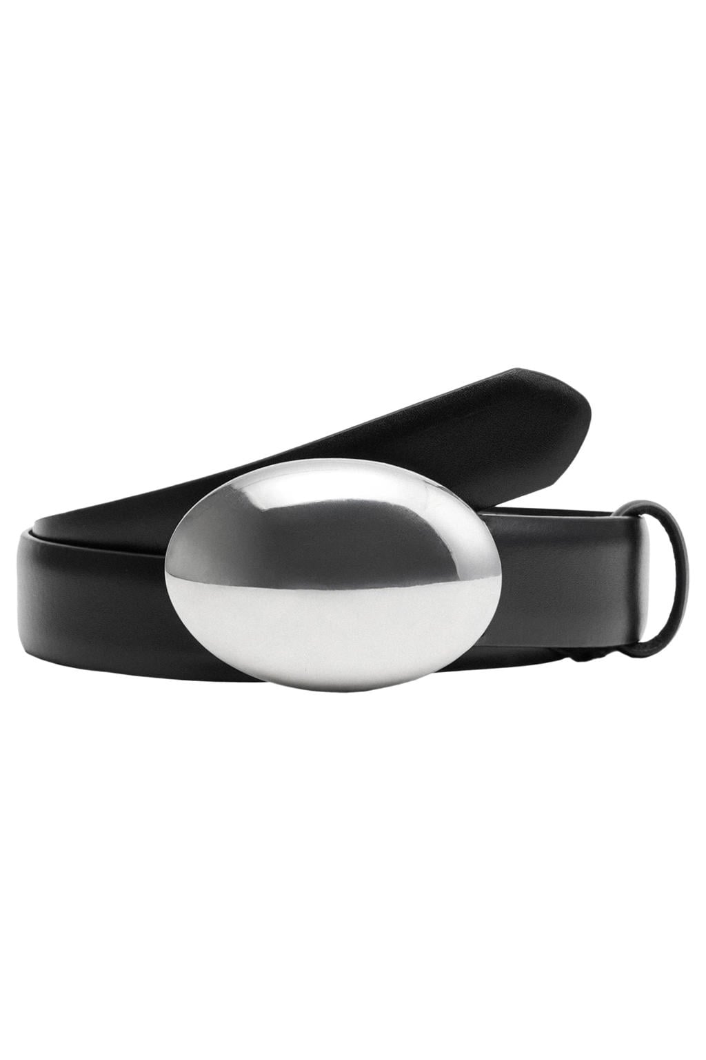 Mango leren riem zwart