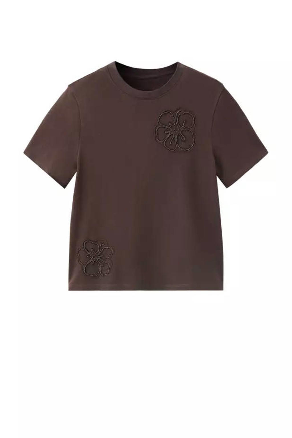 Mango T-shirt met borduursels - bruin