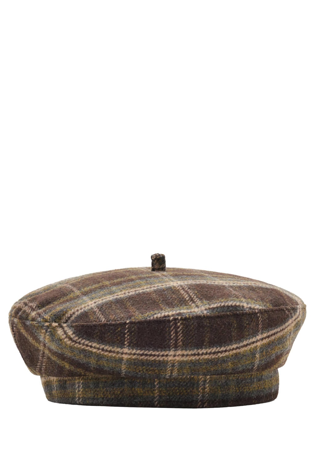 Mango geruite baret donkerbruin