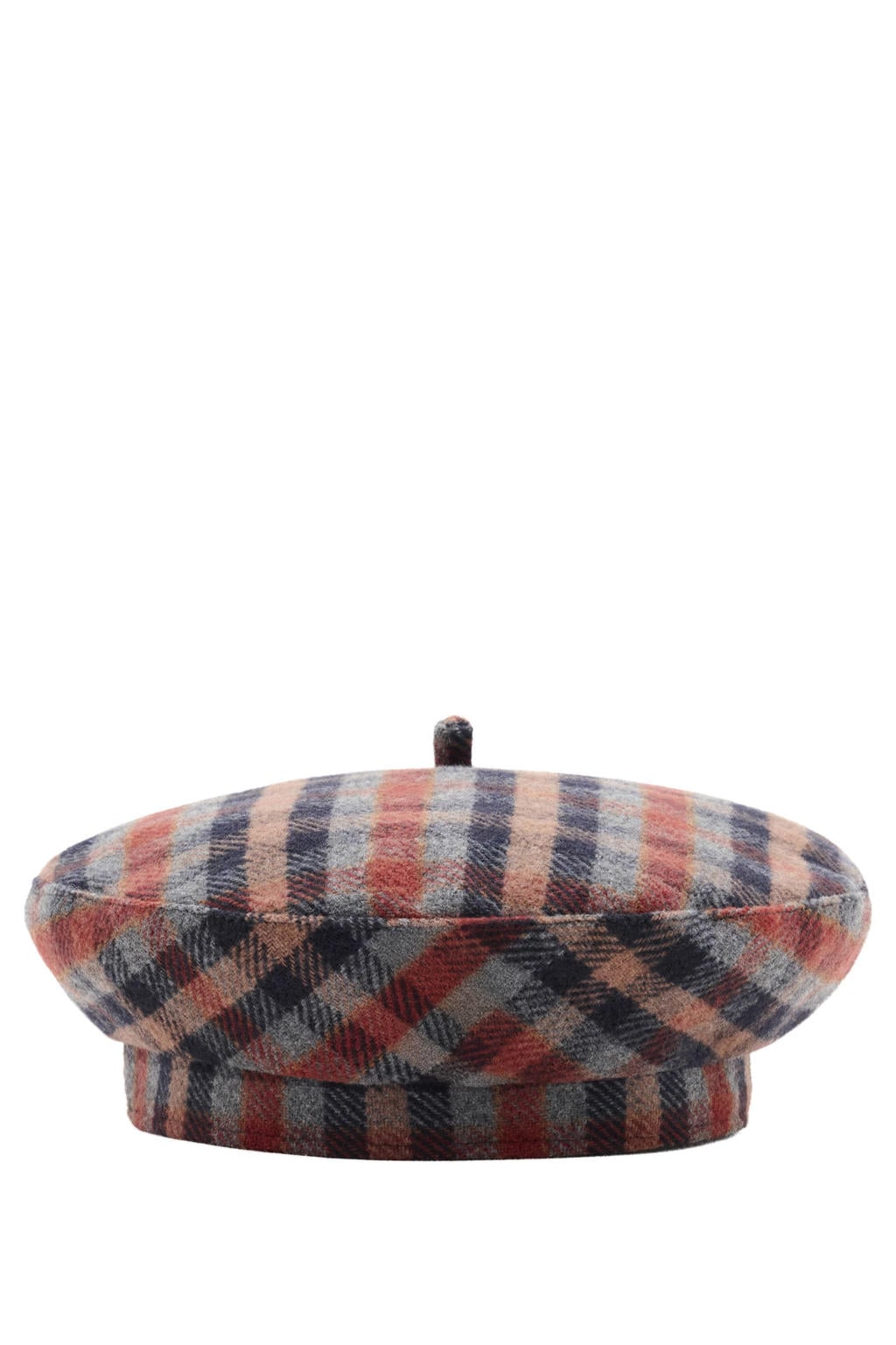 Mango geruite baret donkerblauw