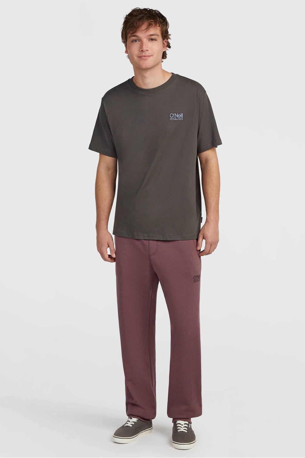 Roodbruine heren O'Neill sportbroek bruin van katoen met regular waist en grafische print