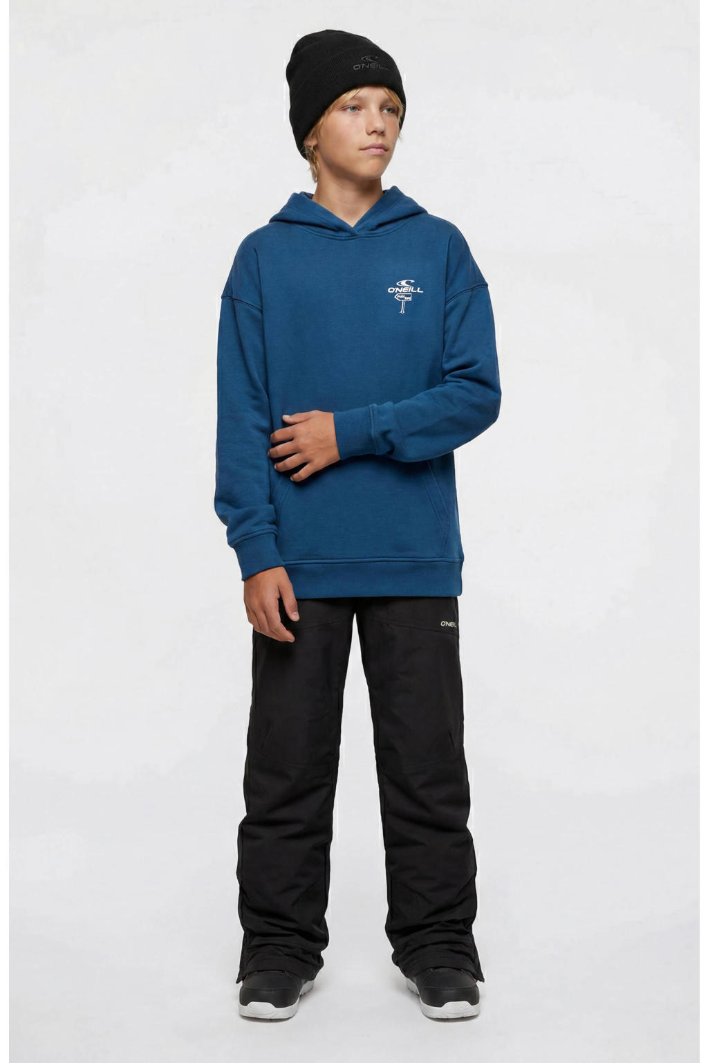 Blauwe jongens O'Neill hoodie van sweat materiaal met backprint, lange mouwen en capuchon