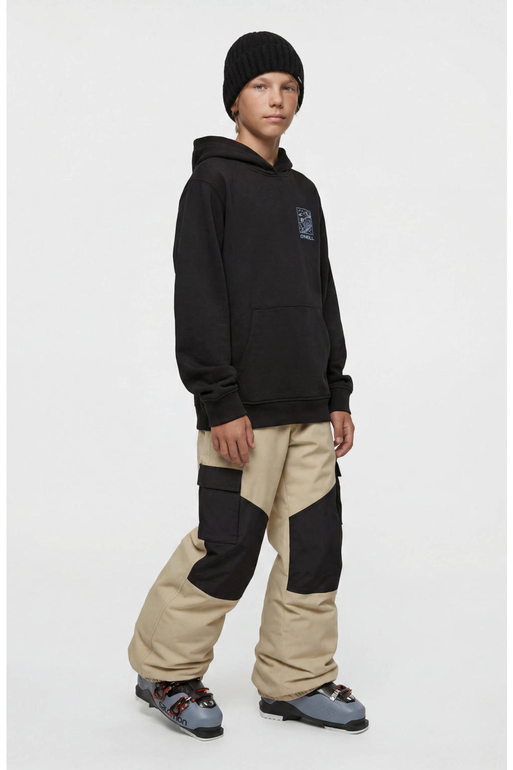 Zwarte jongens O'Neill hoodie van sweat materiaal met backprint, lange mouwen en capuchon