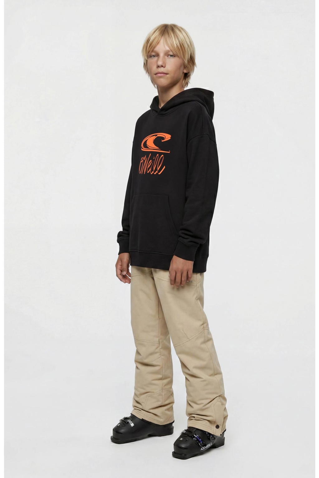 Zwarte jongens O'Neill hoodie van sweat materiaal met printopdruk, lange mouwen en capuchon