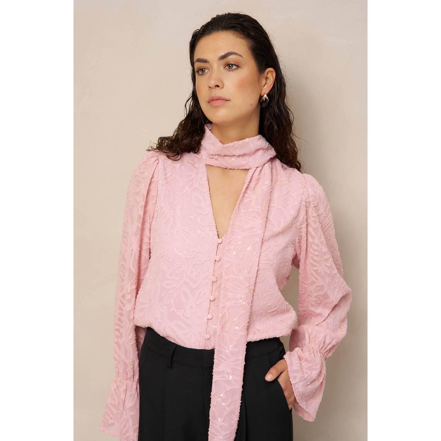 Lofty Manner jacquard blouse roze