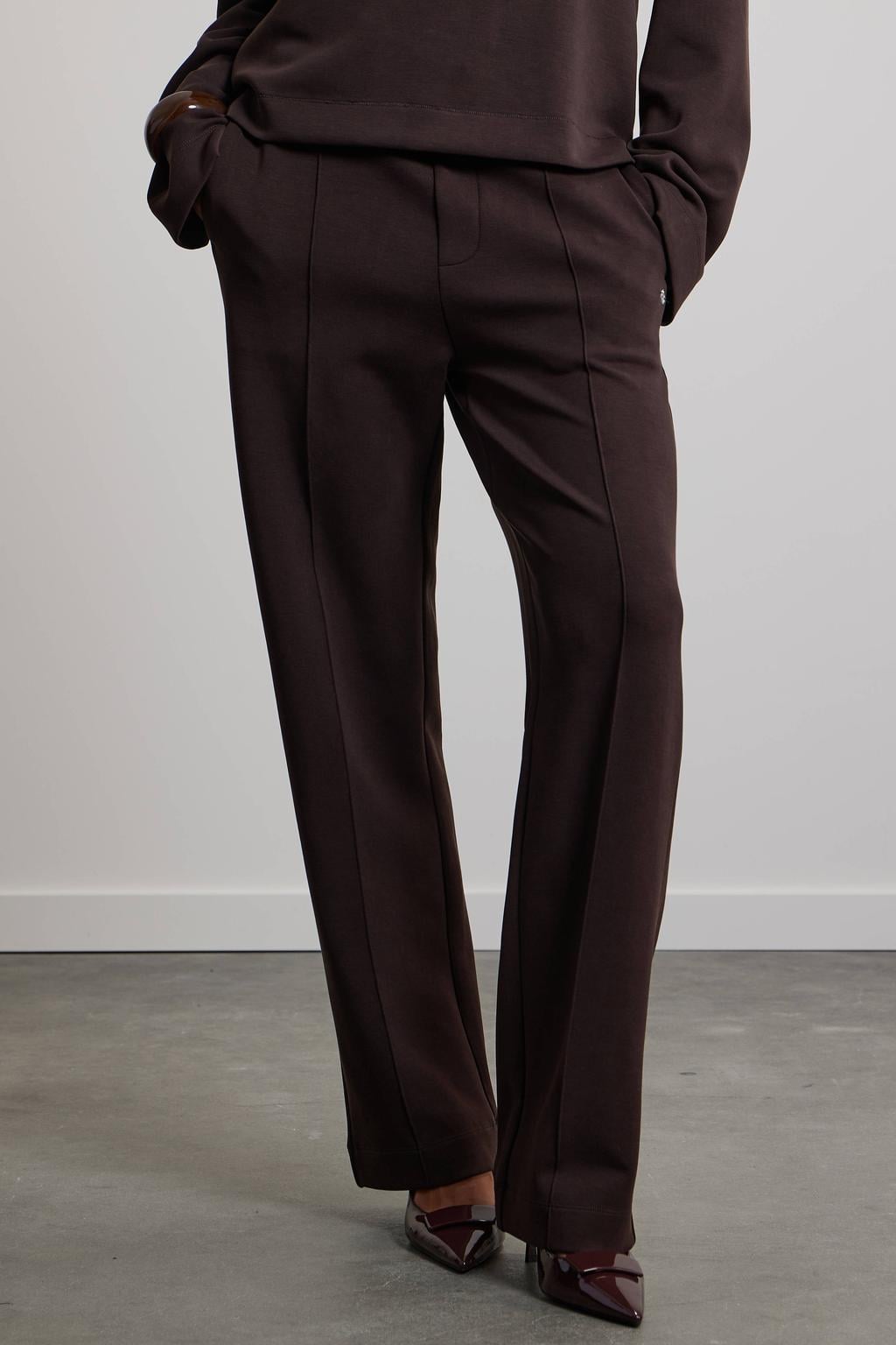 Pink Noir straight leg casual broek - donkerbruin