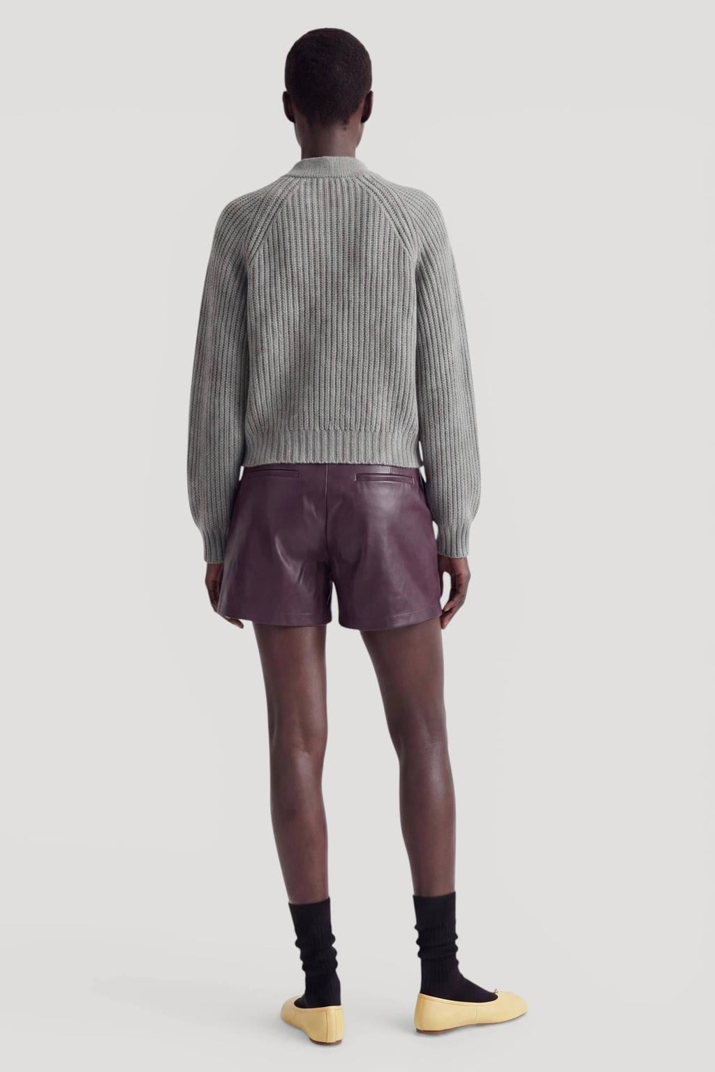EDITED imitatieleren wide leg casual short - aubergine