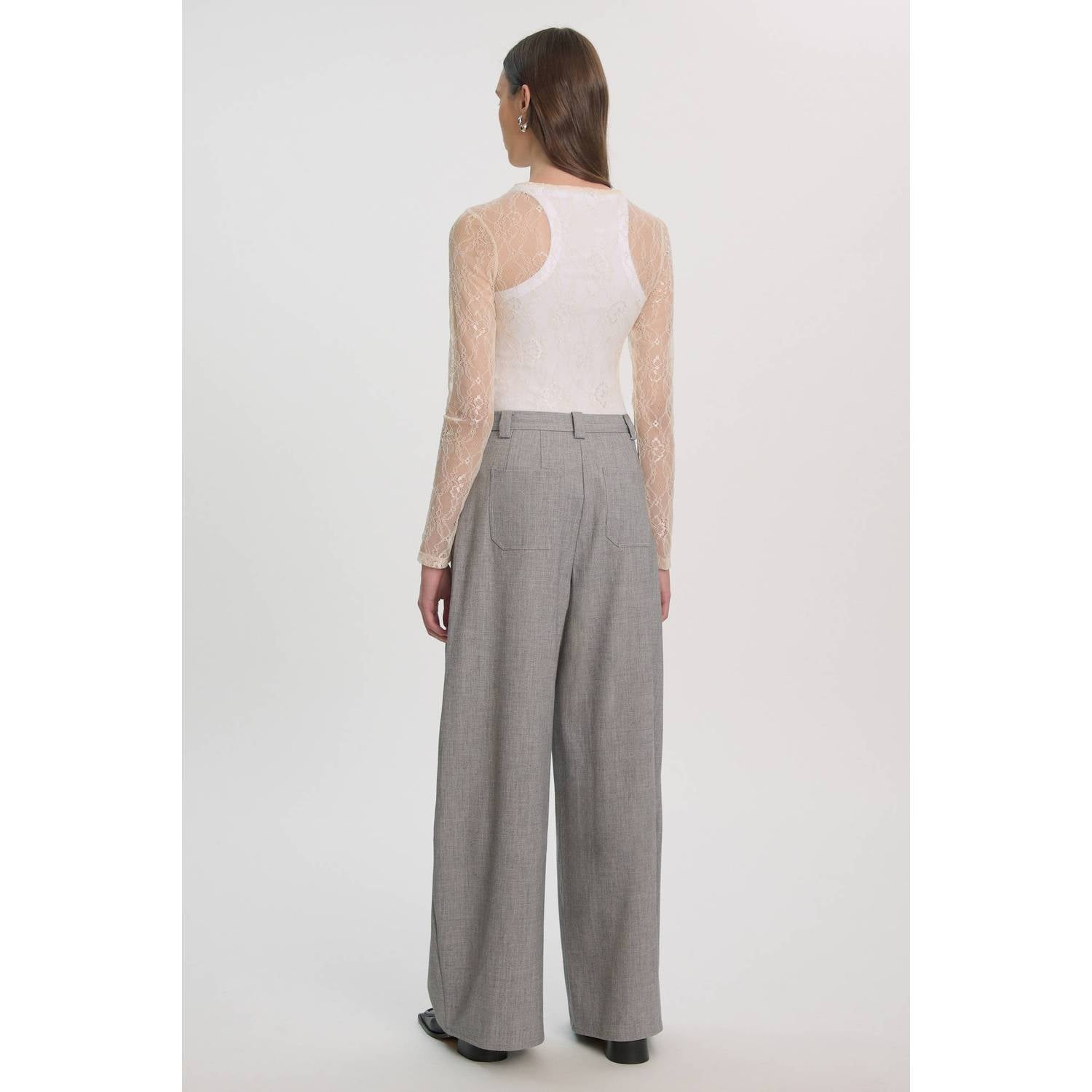 EDITED wide leg pantalon grijs