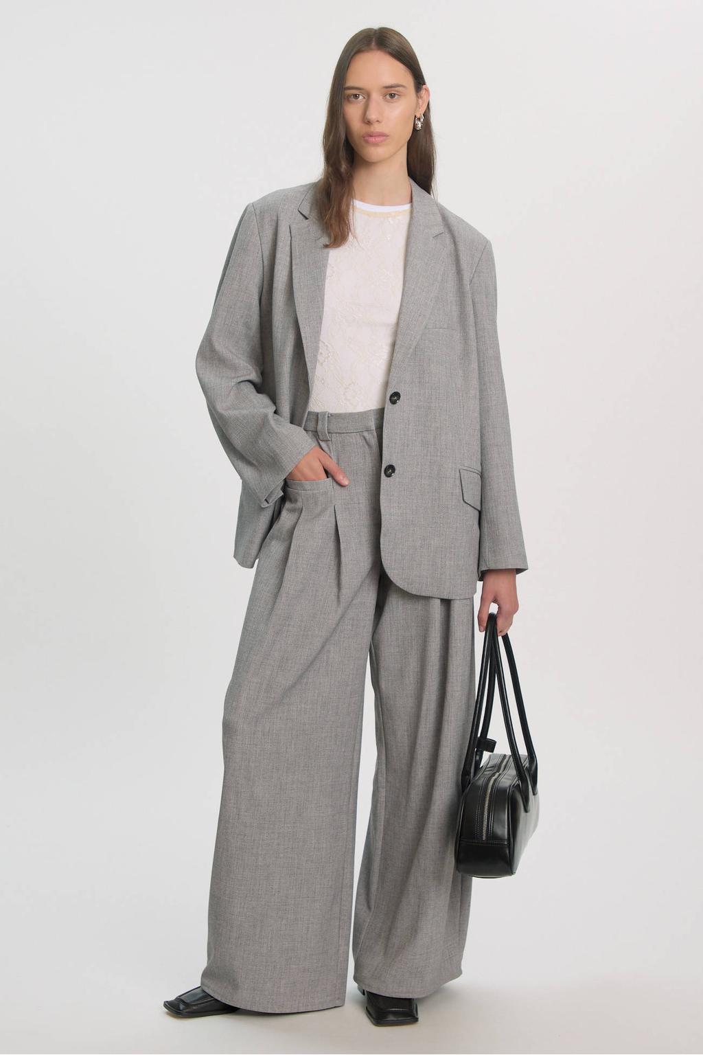 EDITED wide leg pantalon - grijs