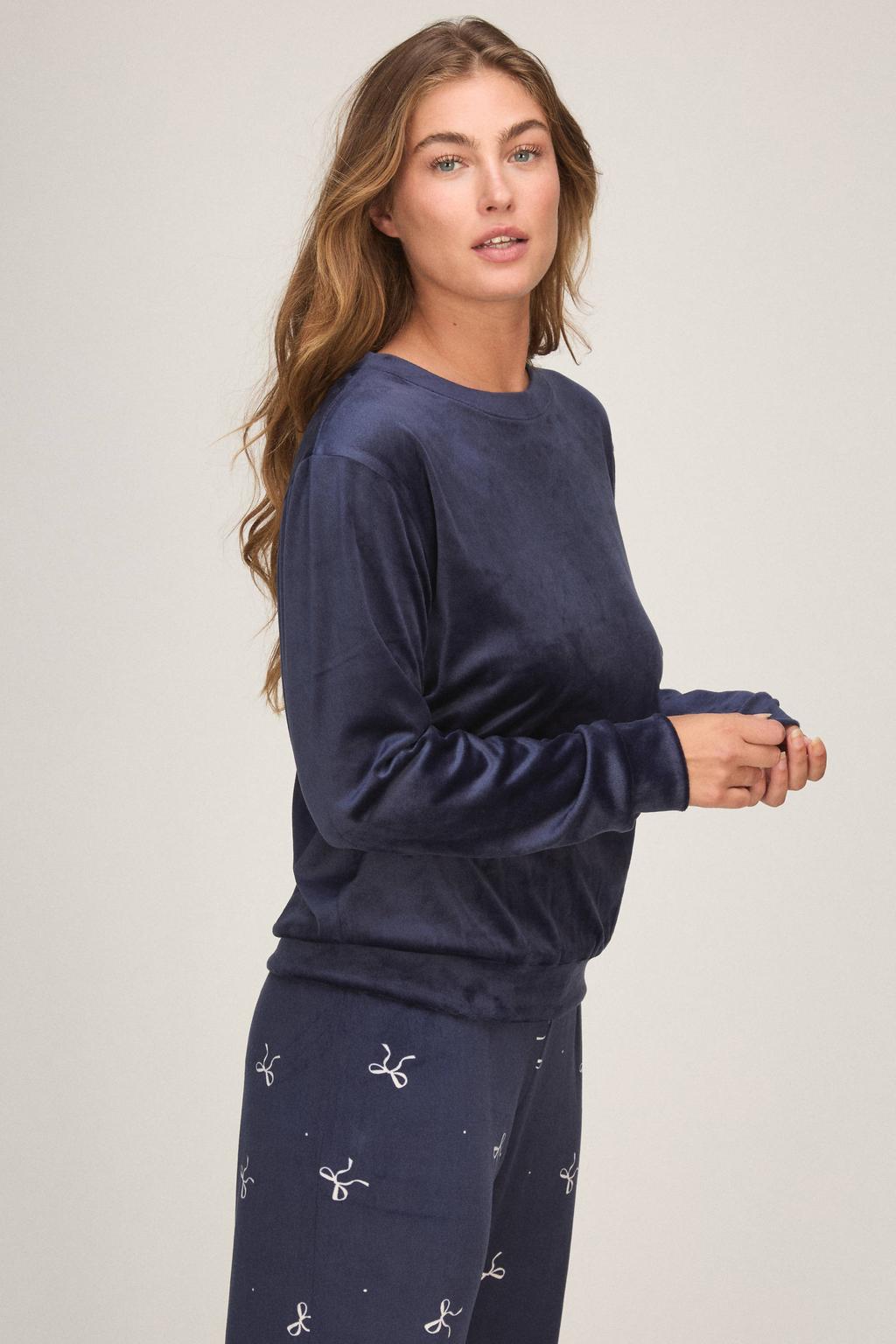 Hunkemöller fluwelen pyjama set - donkerblauw