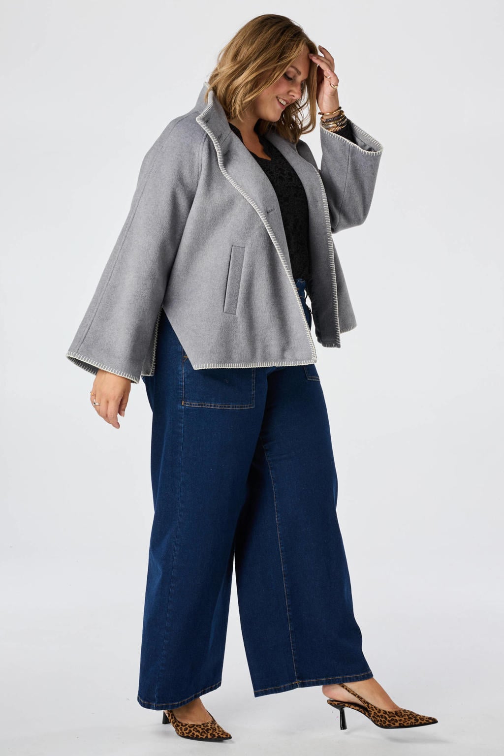 MS Mode Plus Size tussenjas - grijs/ecru