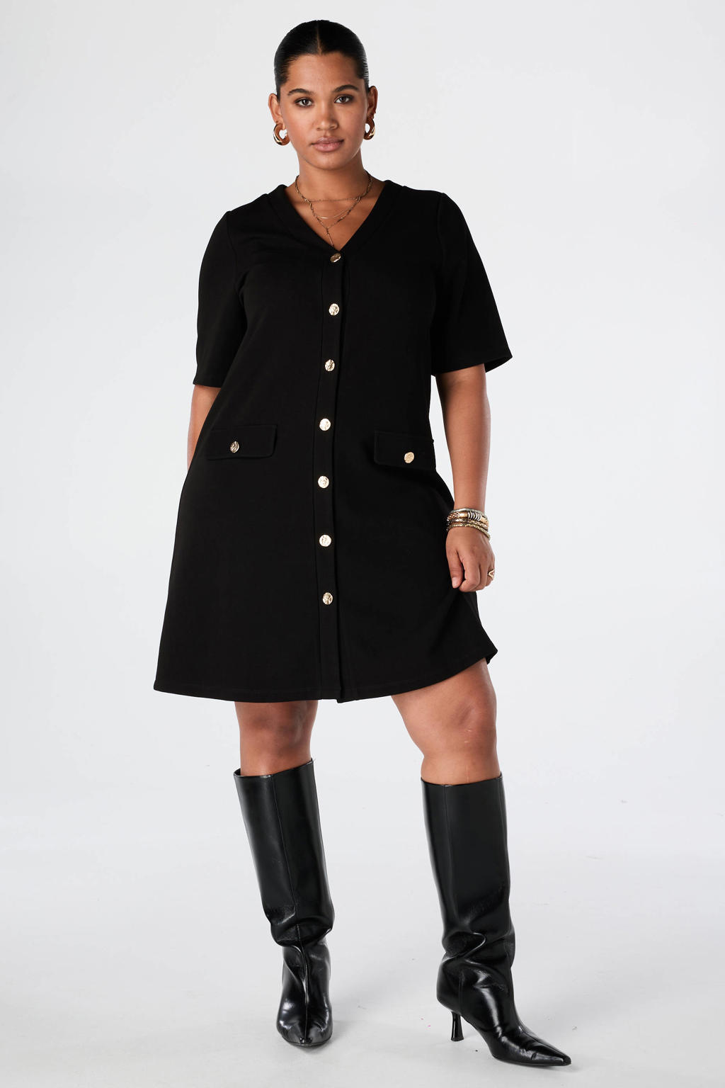 MS Mode korte jurk Plus Size - zwart