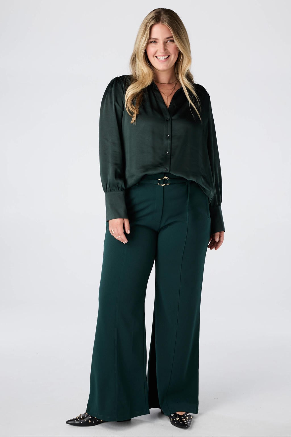 MS Mode blouse Plus Size - donkergroen