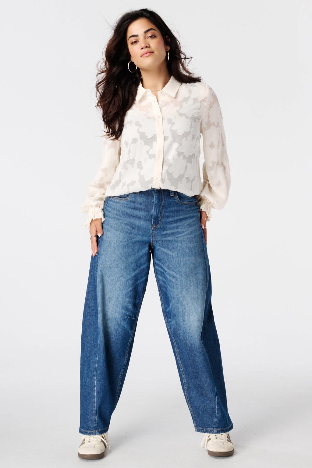 MS Mode jacquard blouse Plus Size - ecru