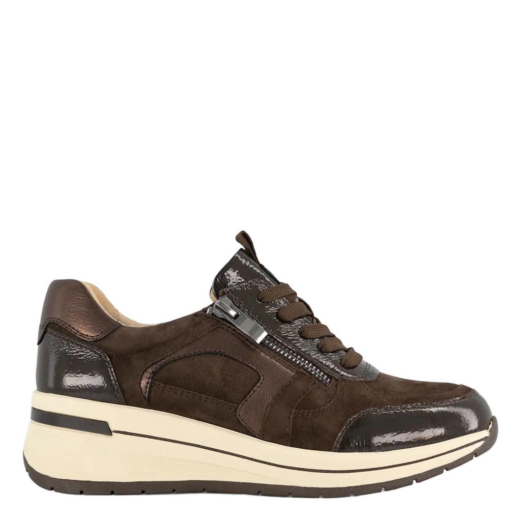 Medicus leren sneakers met sleehak - bruin