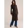 WE Fashion wintermantel met ceintuur, imitatiebontkraag en wol - bruin