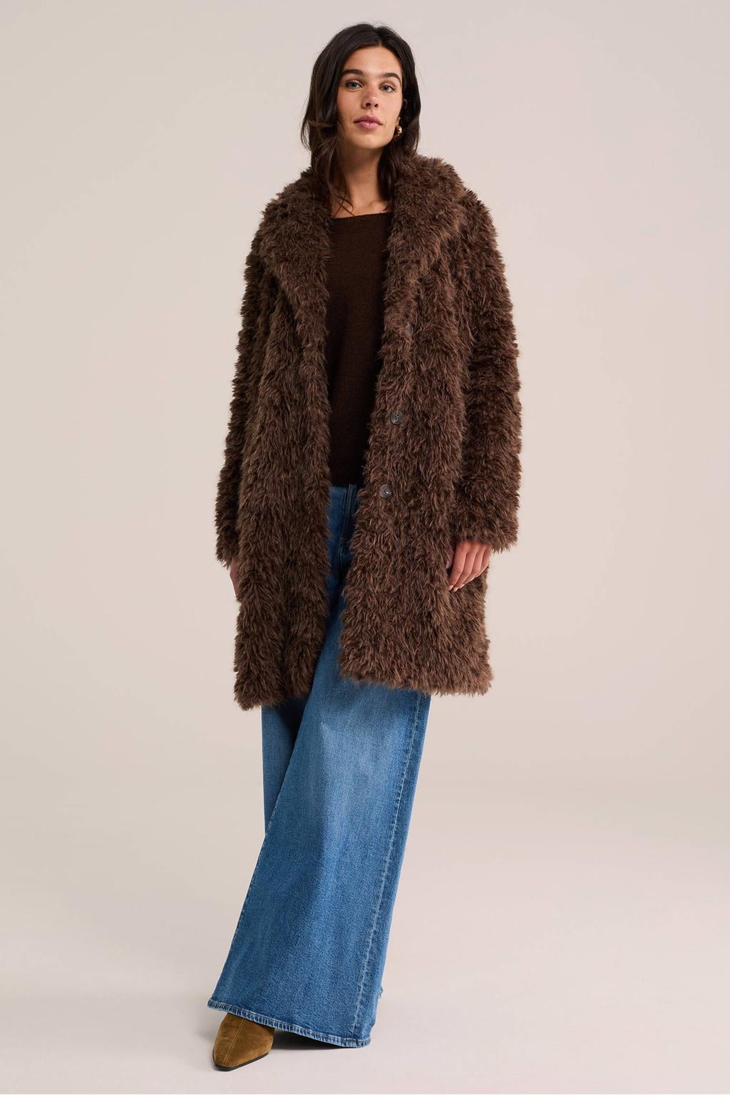 WE Fashion winterteddyjas - donkerbruin
