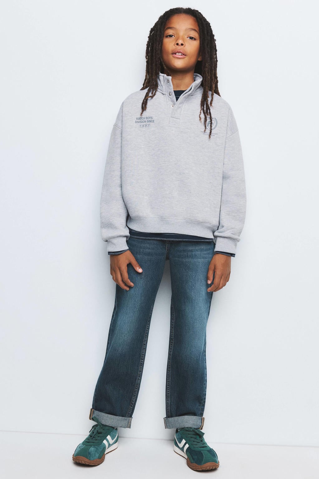 Mango Kids sweater met backprint - grijs