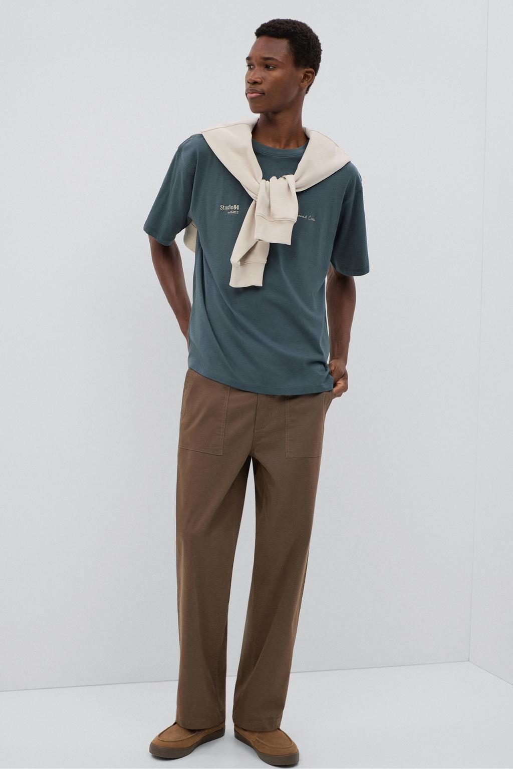 MANGO TEEN T-shirt met backprint - grijsblauw