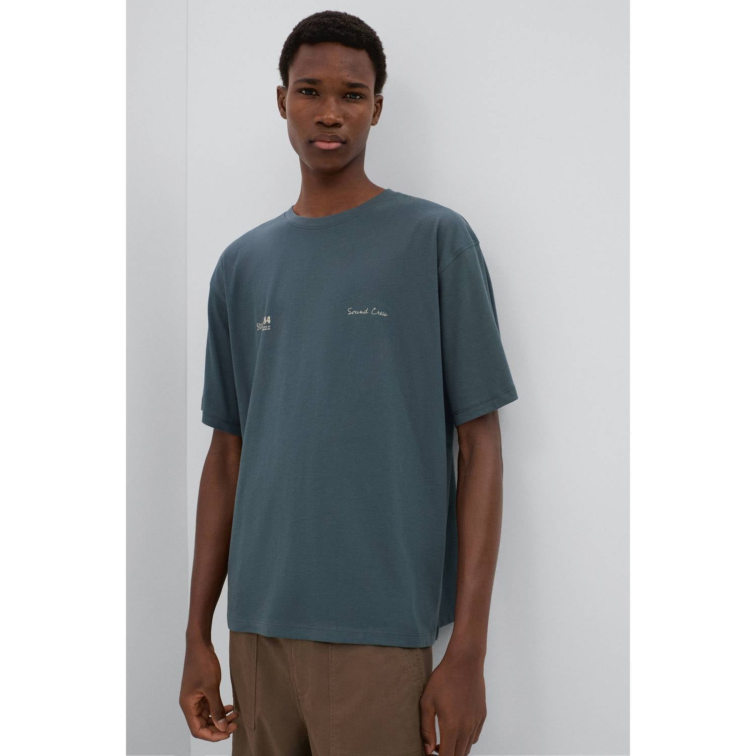 MANGO TEEN T-shirt met backprint grijsblauw