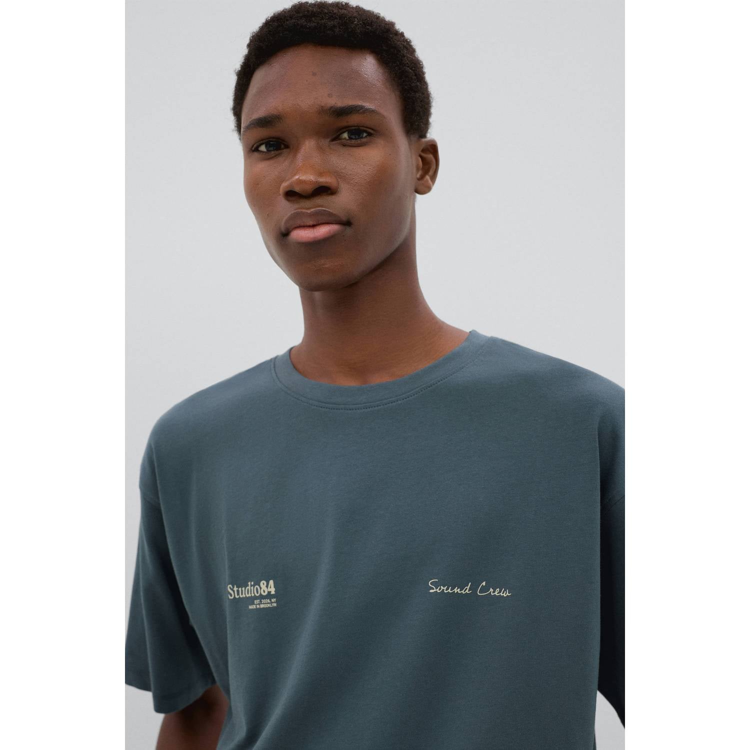 MANGO TEEN T-shirt met backprint grijsblauw