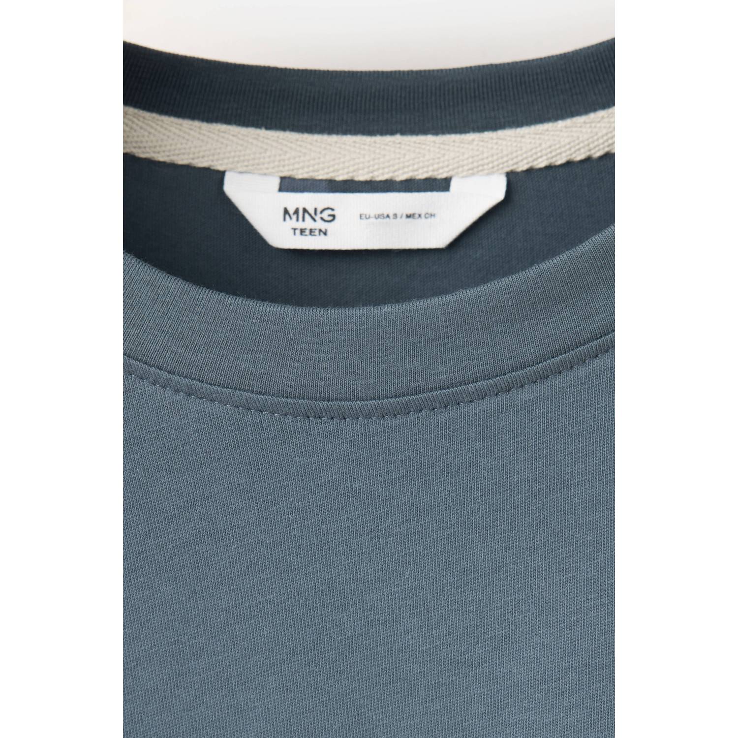 MANGO TEEN T-shirt met backprint grijsblauw