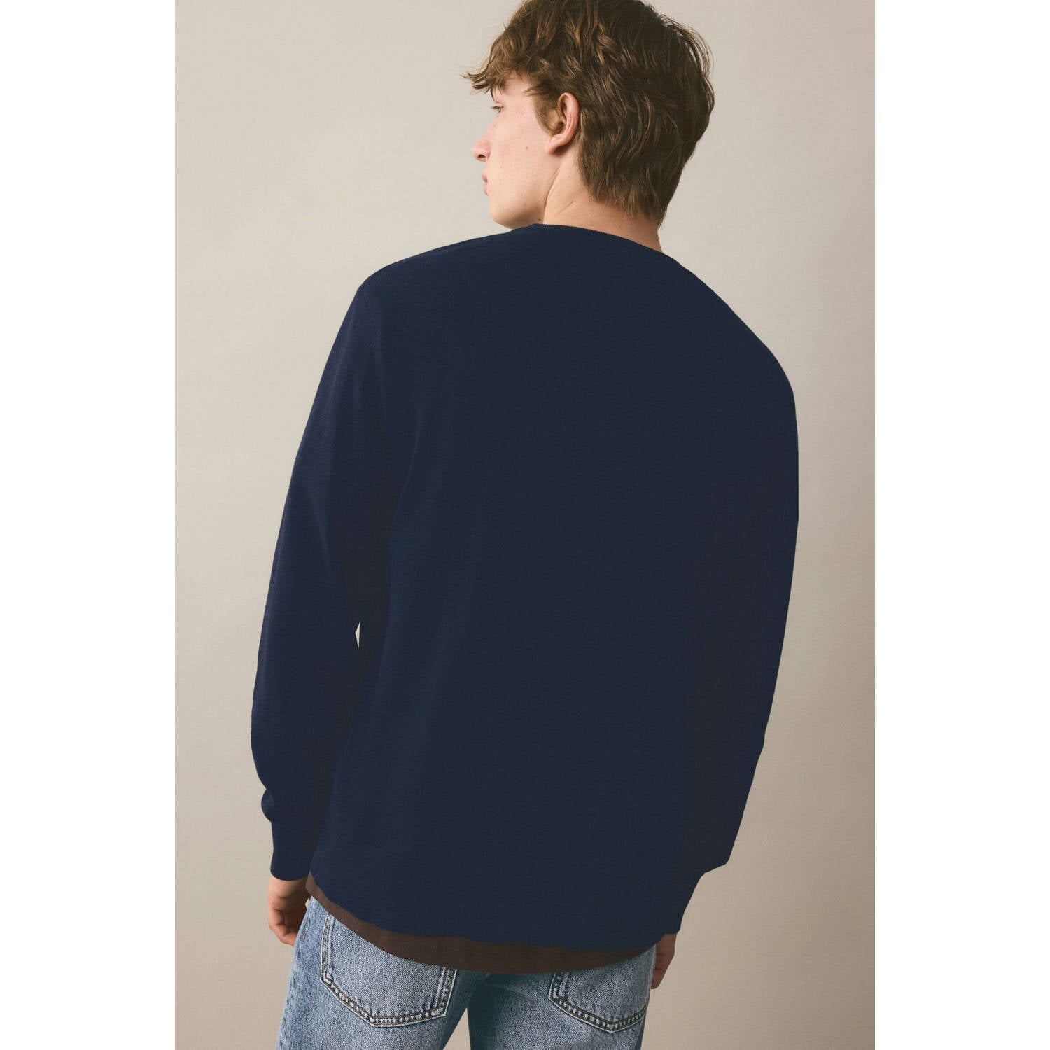 MANGO TEEN katoenen gebreide trui marineblauw