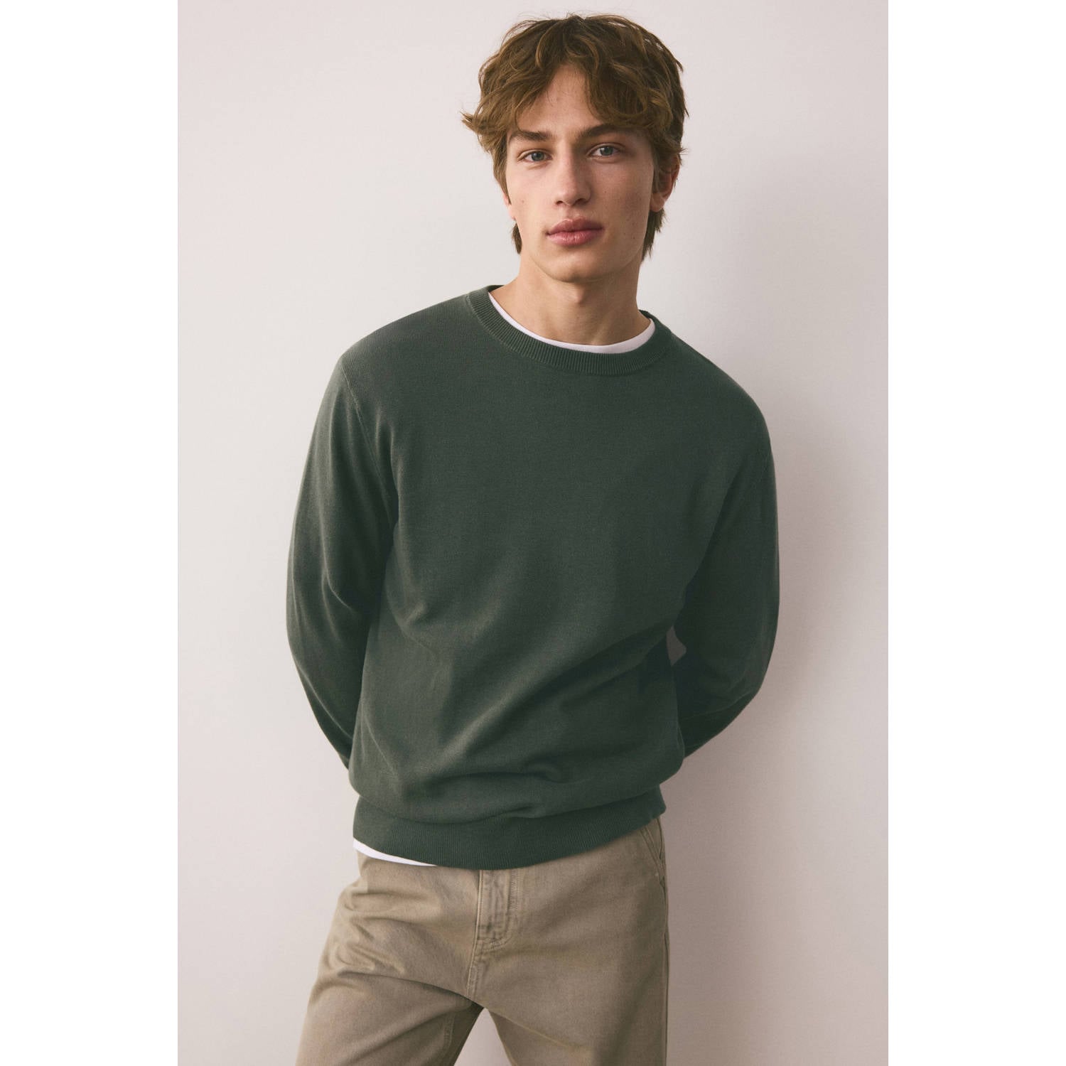 MANGO TEEN katoenen gebreide trui groen