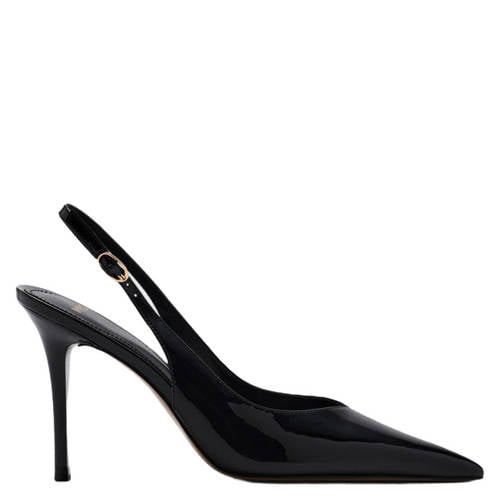 Mango lakleren slingback pumps met naaldhak zwart
