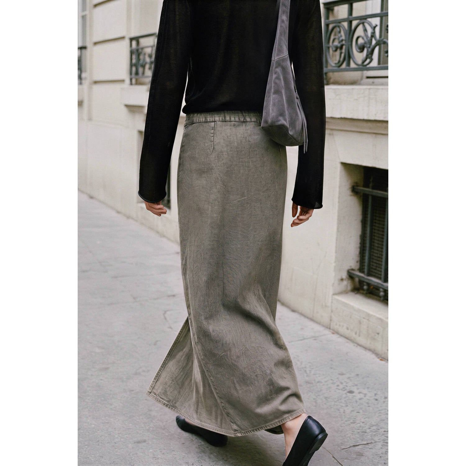 MANGO TEEN maxi rok met split kaki